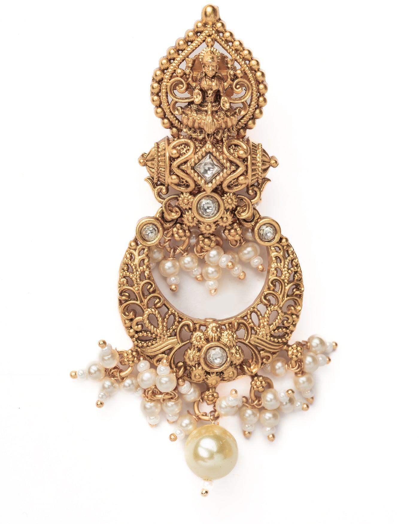 Vivinia By Vidhi Mehra Isvaraah 2.0 Gold Plated White Womens Pair of Chandbali Earrings - VE999