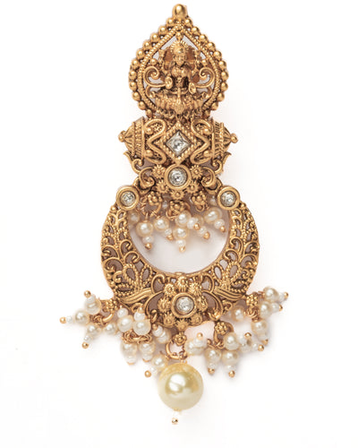 Vivinia By Vidhi Mehra Isvaraah 2.0 Gold Plated White Womens Pair of Chandbali Earrings - VE999