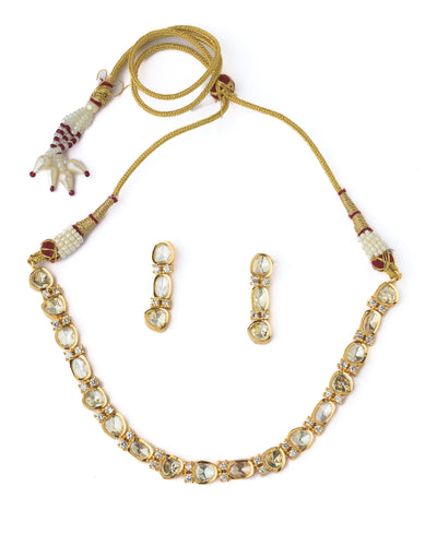 Vivinia By Vidhi Mehra Gold Plated Womens Short Necklace Set with Pair of Earrings - VN037