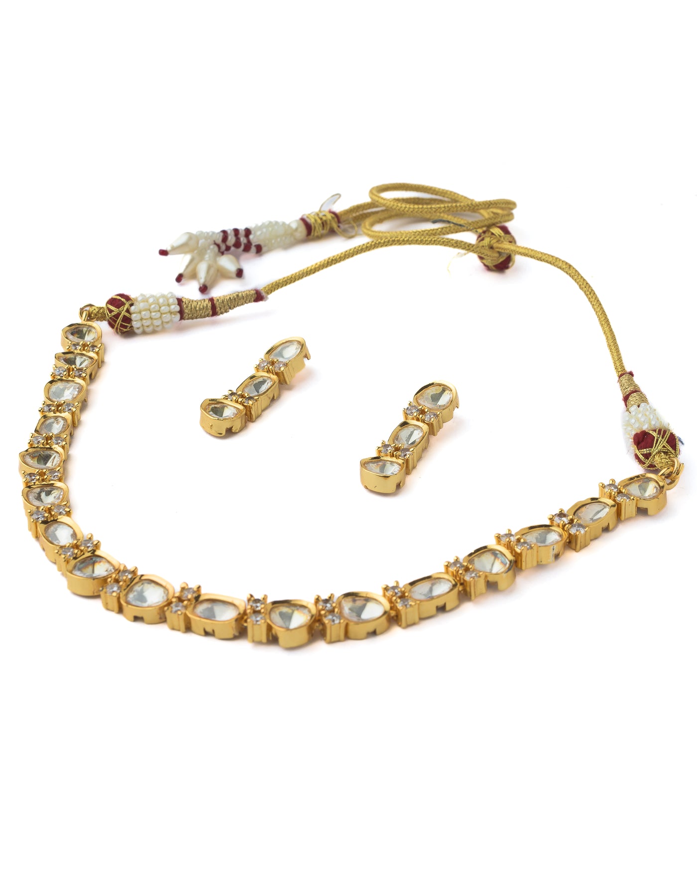 Vivinia By Vidhi Mehra Gold Plated Womens Short Necklace Set with Pair of Earrings - VN037