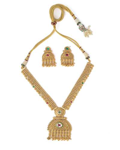 Vivinia By Vidhi Mehra Gold Plated Multicolored Womens Long Necklace Set with Pair of Earrings - VN081