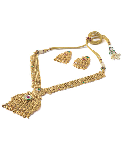 Vivinia By Vidhi Mehra Gold Plated Multicolored Womens Long Necklace Set with Pair of Earrings - VN081