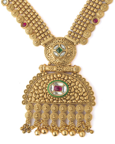 Vivinia By Vidhi Mehra Gold Plated Multicolored Womens Long Necklace Set with Pair of Earrings - VN081
