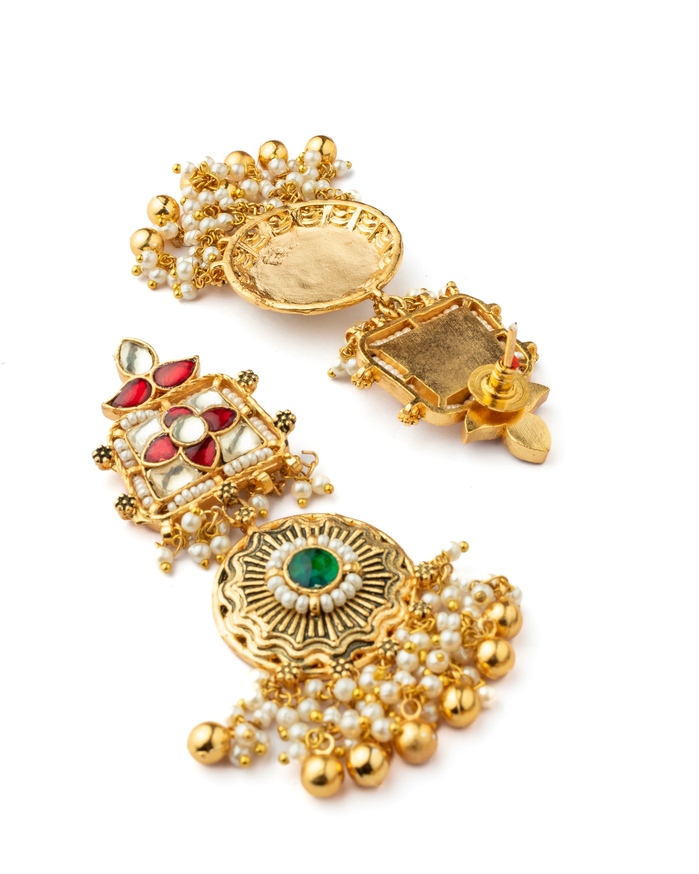 Vivinia By Vidhi Mehra Gold Plated Green Womens Kundan, Polki Necklace Set with Pair of Earrings - VN1006