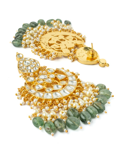 Vivinia By Vidhi Mehra Gold Plated Green Womens Kundan, Polki Necklace Set with Pair of Earrings - VN1007