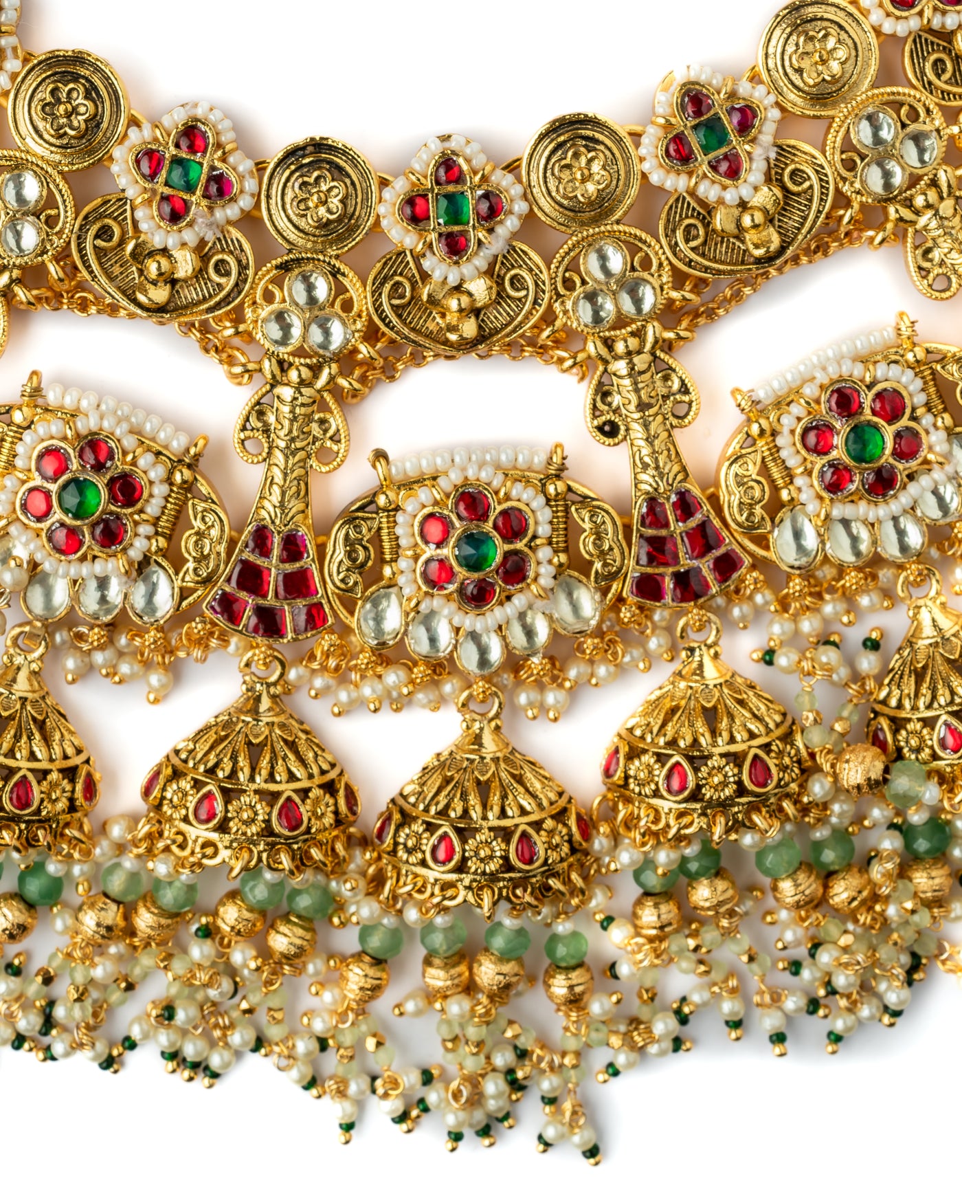 Vivinia By Vidhi Mehra Gold Plated Multicolored Womens Kundan, Polki Necklace Set with Pair of Earrings - VN1016