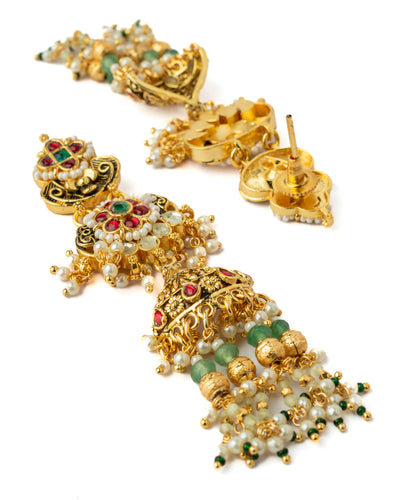 Vivinia By Vidhi Mehra Gold Plated Multicolored Womens Kundan, Polki Necklace Set with Pair of Earrings - VN1016