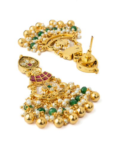 Vivinia By Vidhi Mehra Gold Plated Multicolored Womens Kundan, Polki Necklace Set with Pair of Earrings - VN1020