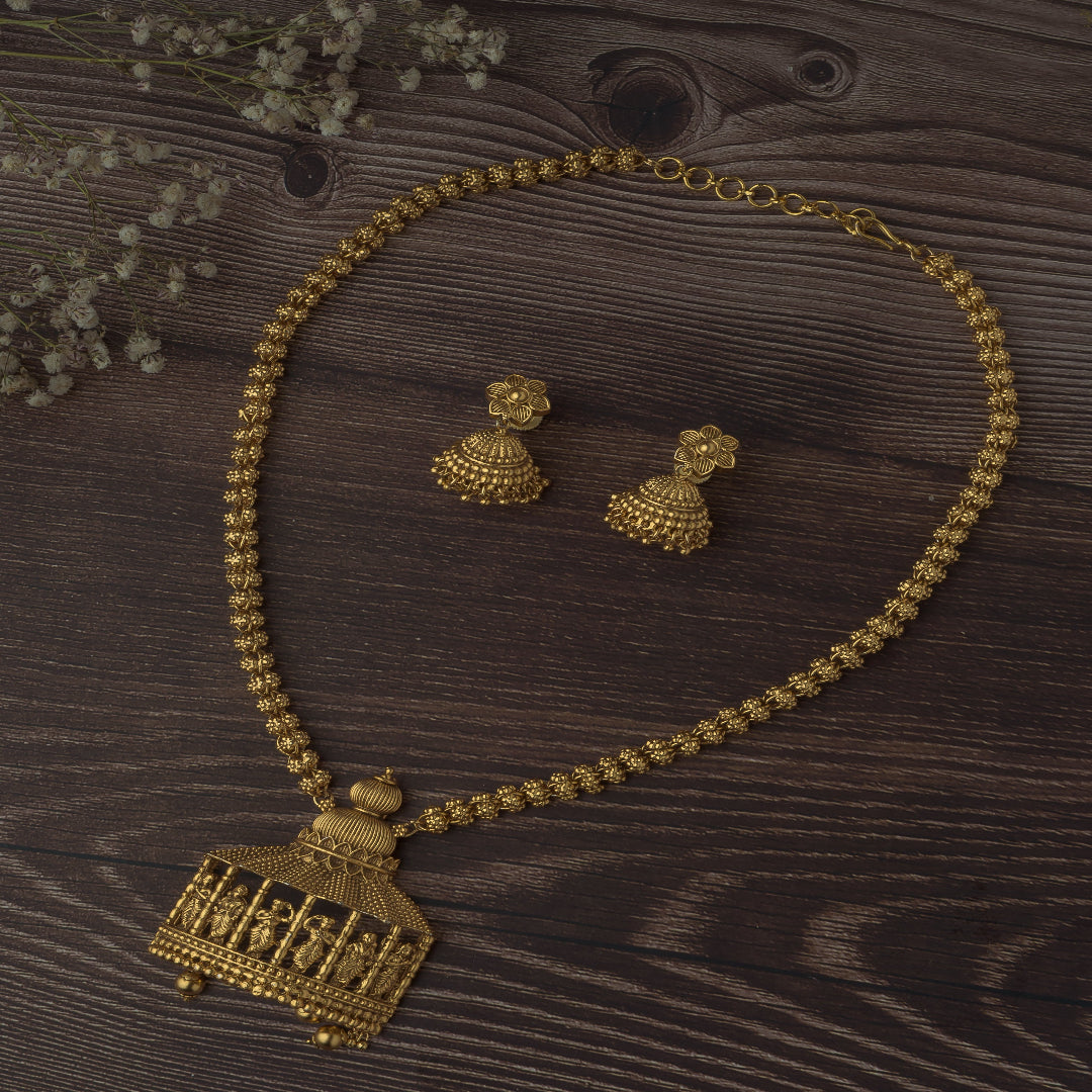 Vivinia By Vidhi Mehra Gold Plated Womens Long Necklace Set with Pair of Earrings - VN113