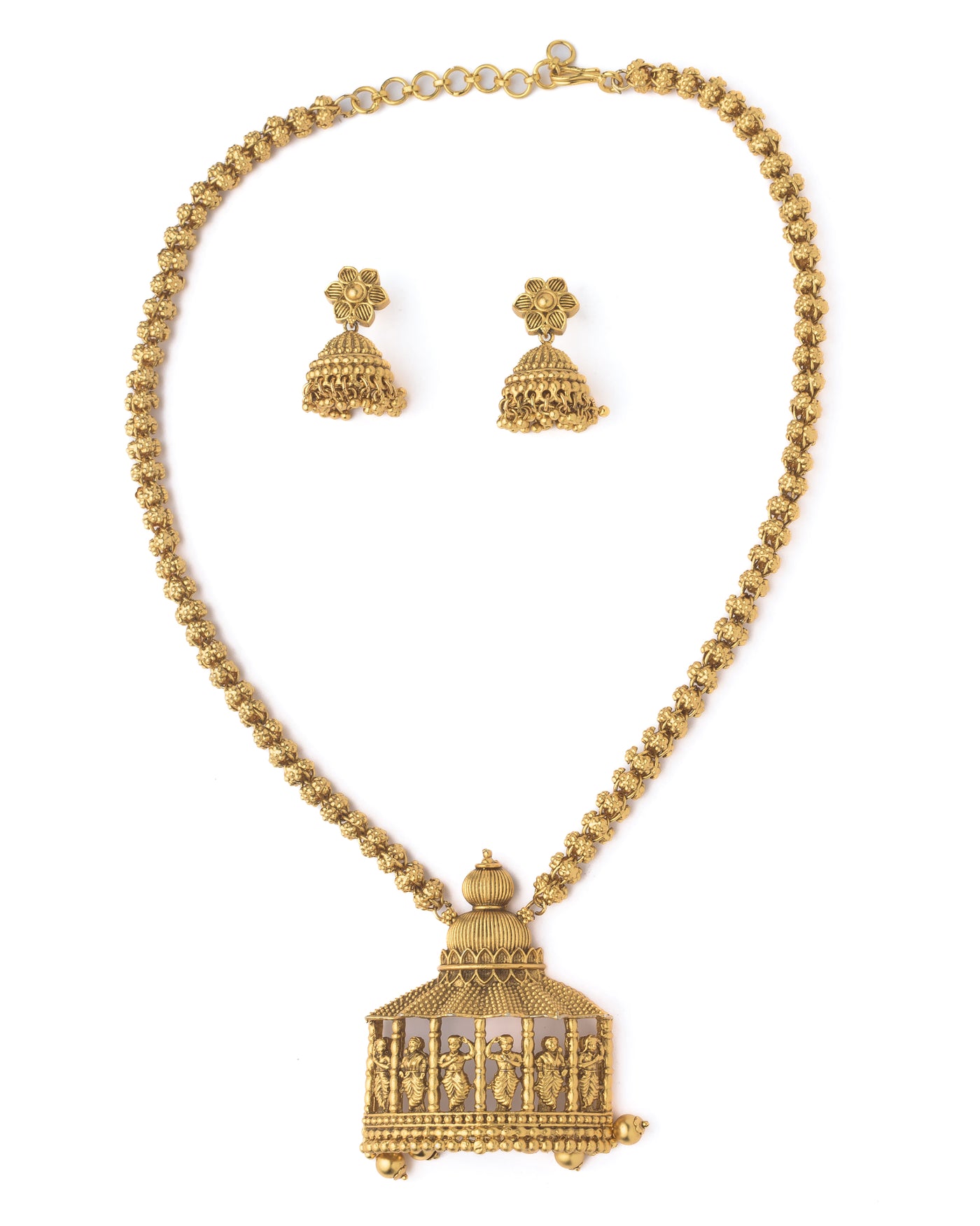 Vivinia By Vidhi Mehra Gold Plated Womens Long Necklace Set with Pair of Earrings - VN113