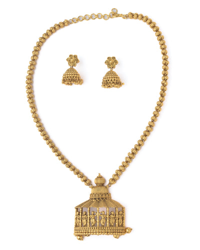 Vivinia By Vidhi Mehra Gold Plated Womens Long Necklace Set with Pair of Earrings - VN113