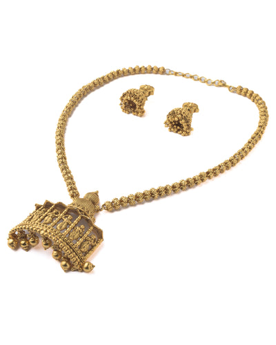 Vivinia By Vidhi Mehra Gold Plated Womens Long Necklace Set with Pair of Earrings - VN113