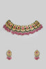 Gulnaar Pink Jaipuri Kundan Choker Necklace Set - VN242