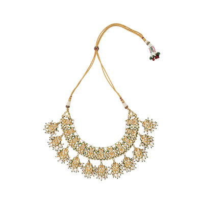 Gold Plated Meenakari Kundan Dangle Necklace & Chaandbali Earrings Set-VN412