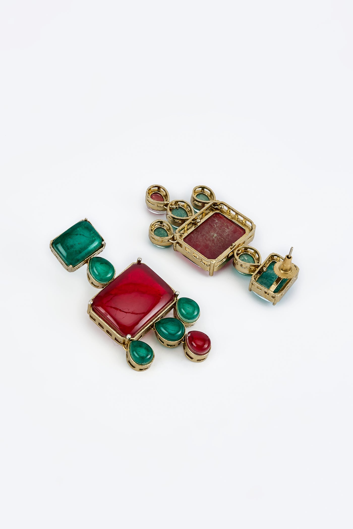vivinia BY VIDHI MEHRA Florence Green & Red Red Womens Contemporary Choker Necklace Set with Pair of Earrings (Freesize) - VN852