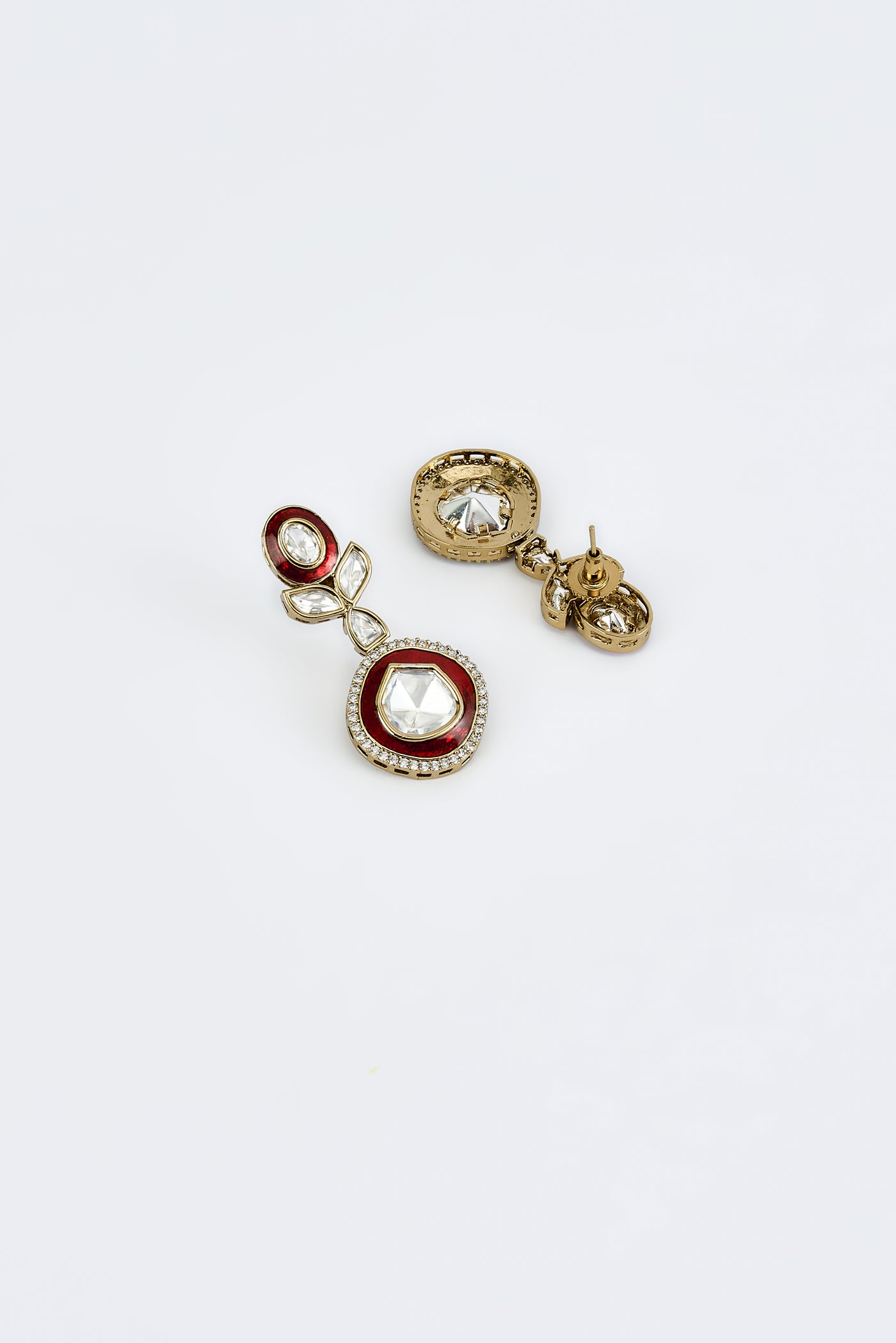 vivinia BY VIDHI MEHRA Burgandi Gold Plated Red Womens Kundan, Polki Short Necklace Set with Pair of Earrings (Freesize) - VN857