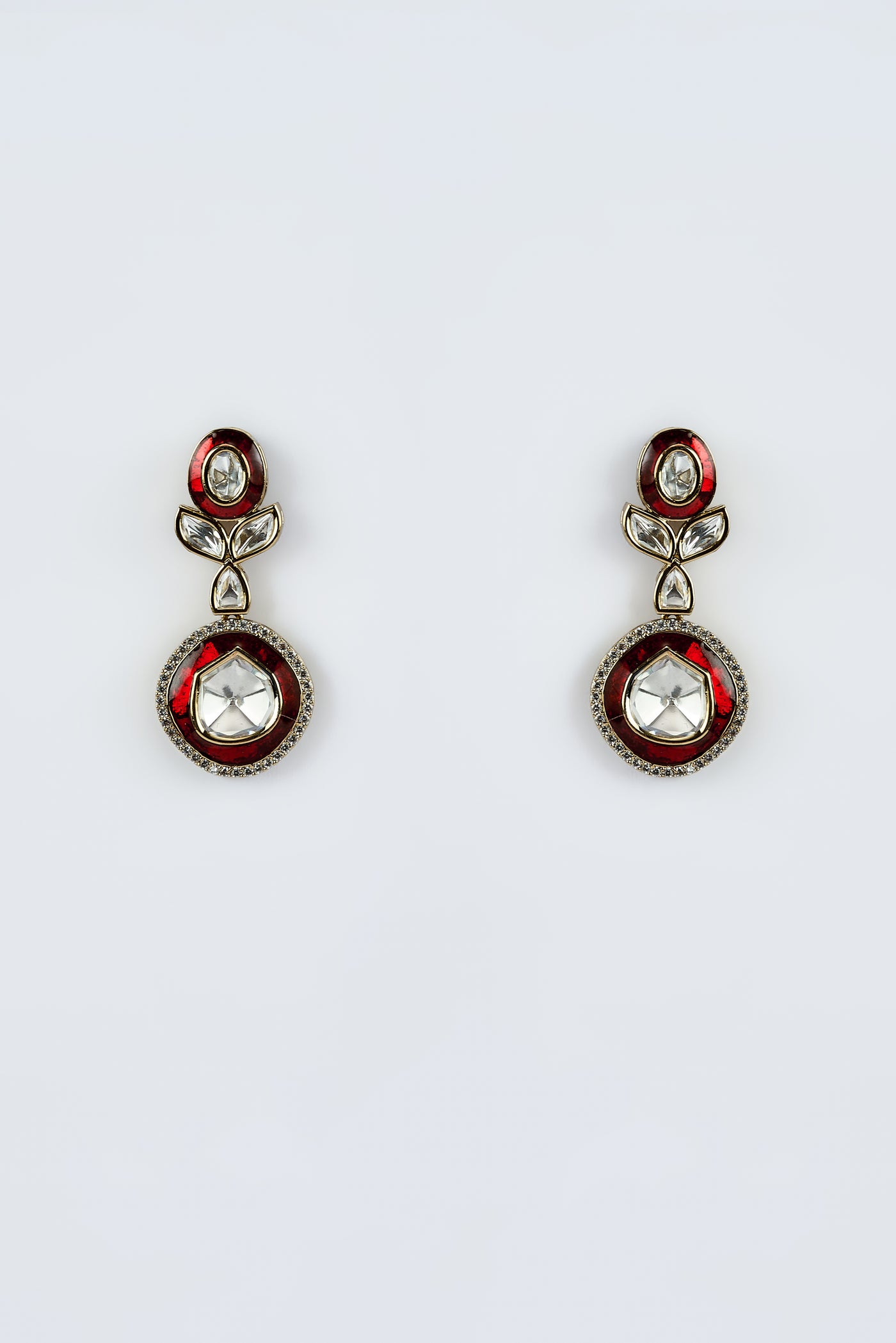 vivinia BY VIDHI MEHRA Burgandi Gold Plated Red Womens Kundan, Polki Short Necklace Set with Pair of Earrings (Freesize) - VN857