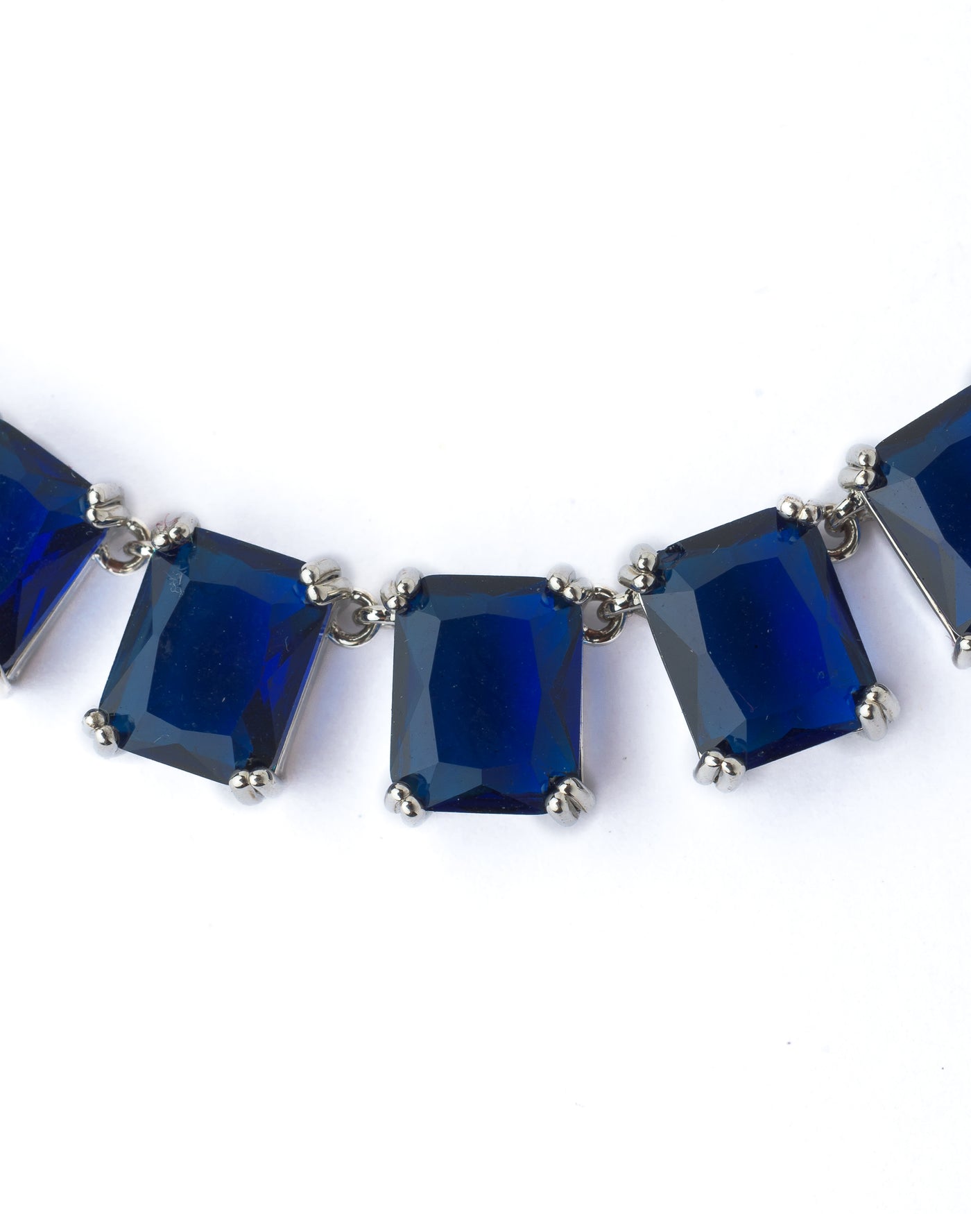 Vivinia By Vidhi Mehra Silver Plated Blue Womens Short Necklace Set with Pair of Earrings - VN873