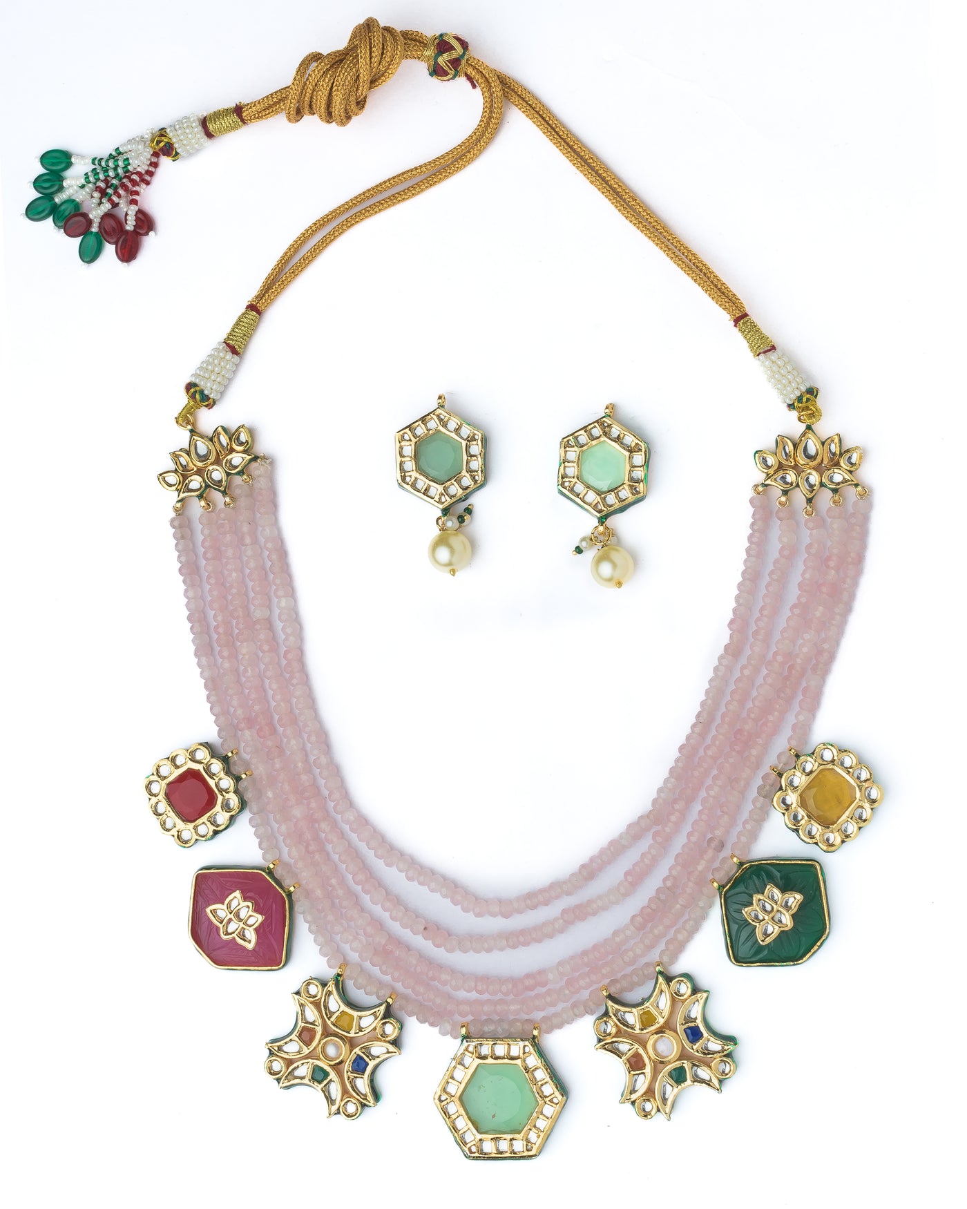 Vivinia By Vidhi Mehra Gold Plated Purple Womens Long Necklace Set with Pair of Earrings - VN886