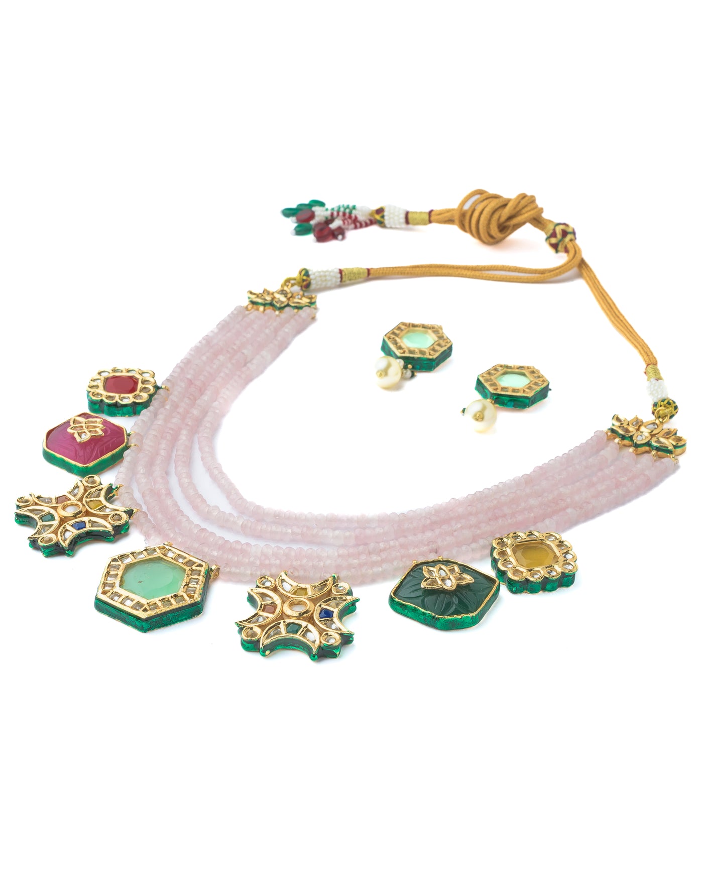 Vivinia By Vidhi Mehra Gold Plated Purple Womens Long Necklace Set with Pair of Earrings - VN886
