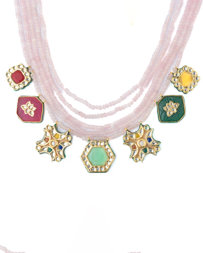 Vivinia By Vidhi Mehra Gold Plated Purple Womens Long Necklace Set with Pair of Earrings - VN886