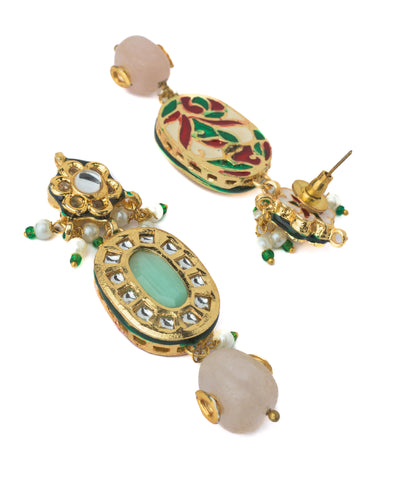Vivinia By Vidhi Mehra Gold Plated Multicolored Womens Long Necklace Set with Pair of Earrings - VN887