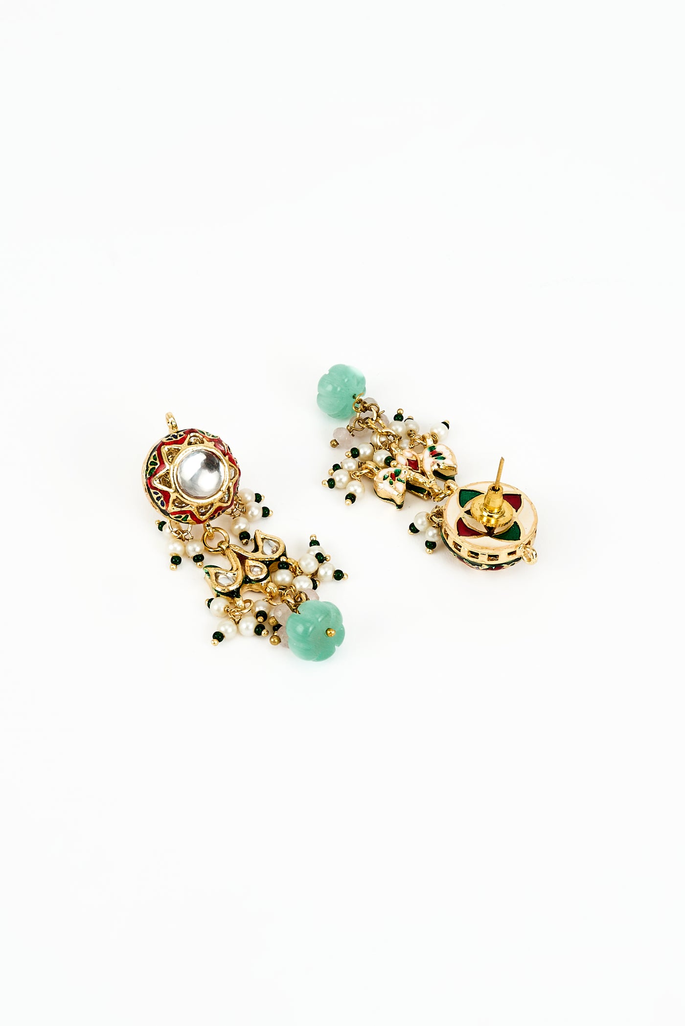 Vivinia By Vidhi Mehra Saadgi Gold Plated Green Kundan, Polki Womens Short Necklace Set with Pair of Earrings (Freesize) - VN890