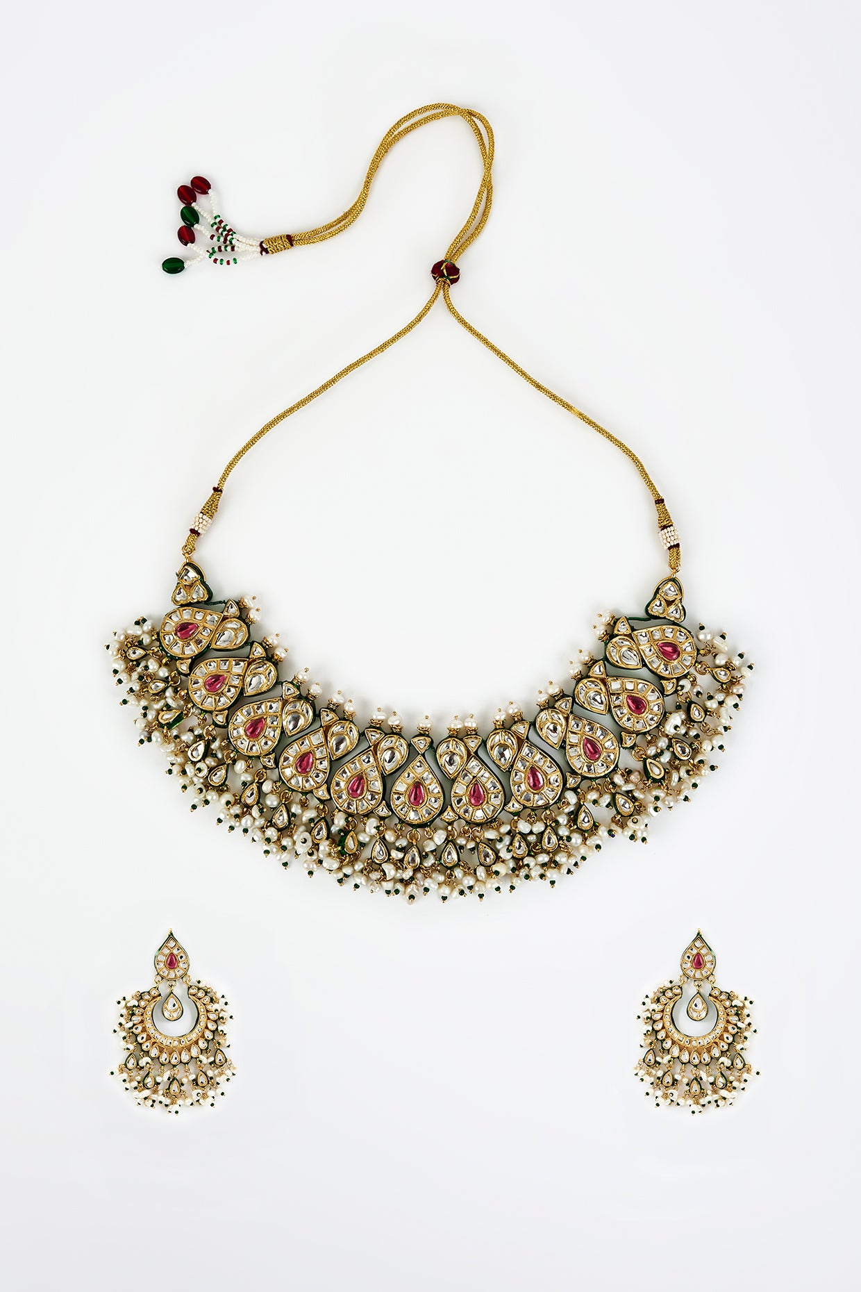 vivinia BY VIDHI MEHRA Saadgi Gold Plated Pink Kundan, Polki Womens Choker Necklace Set with Pair of Earrings (Free size) - VN906