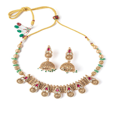 vivinia BY VIDHI MEHRA ISMAARH 2.0 Gold/Pink Choker Necklace Set with Pair of Earrings-VN946VN946