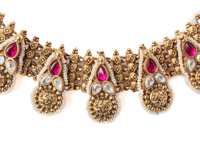 vivinia BY VIDHI MEHRA ISMAARH 2.0 Gold/Pink Choker Necklace Set with Pair of Earrings-VN946VN946