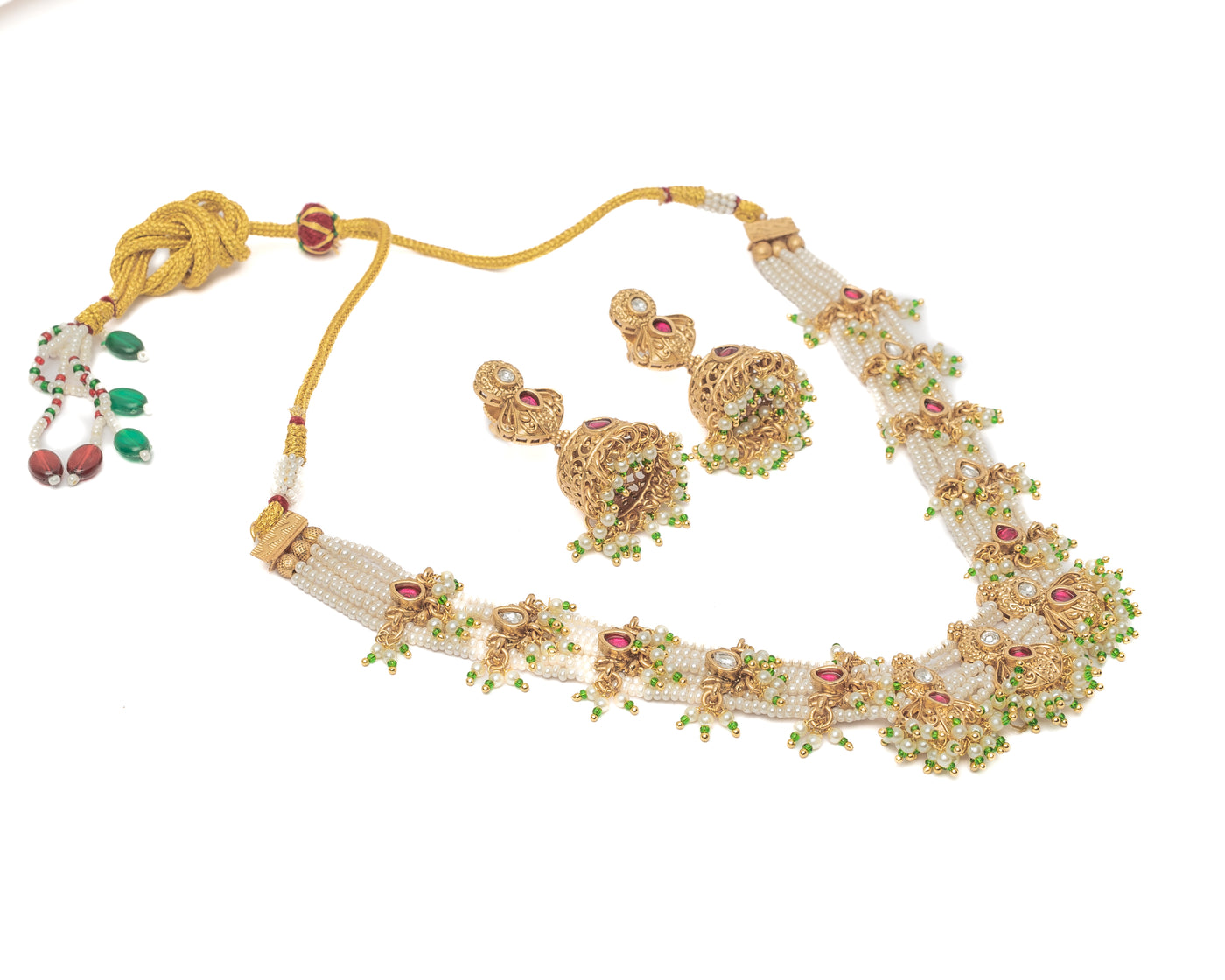 vivinia BY VIDHI MEHRA ISMAARH 2.0 Gold/White/Multi Choker Necklace Set with Pair of Earrings