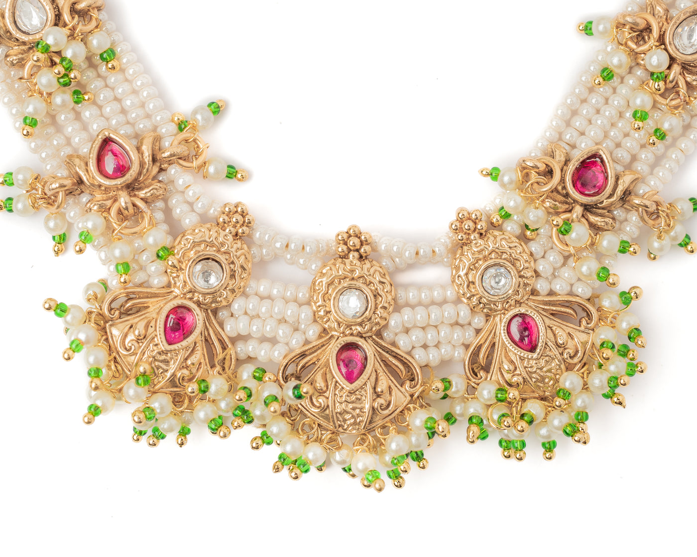 vivinia BY VIDHI MEHRA ISMAARH 2.0 Gold/White/Multi Choker Necklace Set with Pair of Earrings