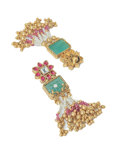 vivinia BY VIDHI MEHRA ISMAARH 2.0 Gold/Pink/Multi Long Necklace Set with Pair of Earrings-VN951