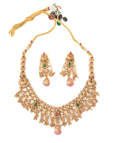 vivinia BY VIDHI MEHRA ISMAARH 2.0 Gold/Multi Short Necklace Set with Pair of Earrings