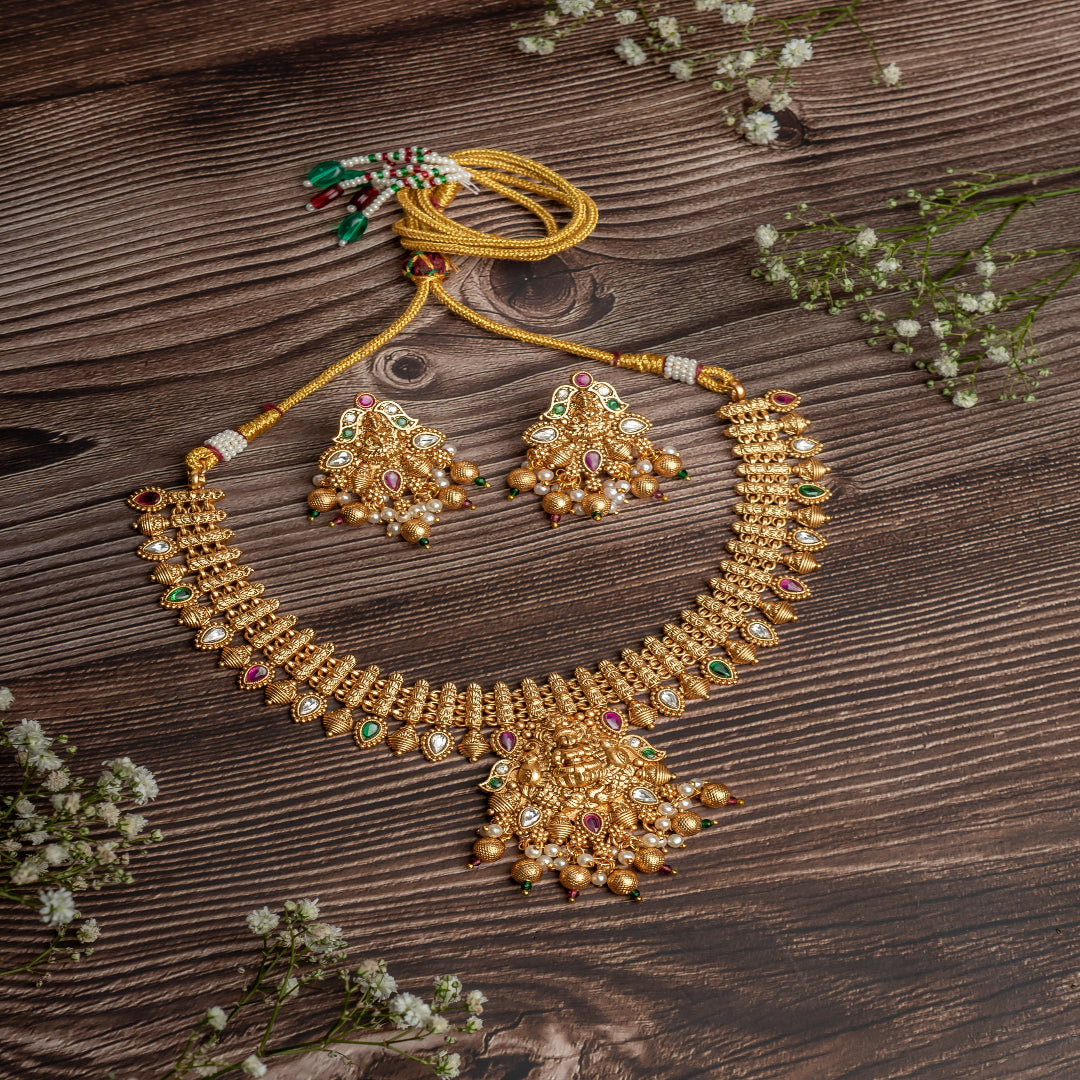 vivinia BY VIDHI MEHRA ISMAARH 2.0 Gold Plated Short Necklace Set with Pair of Earrings