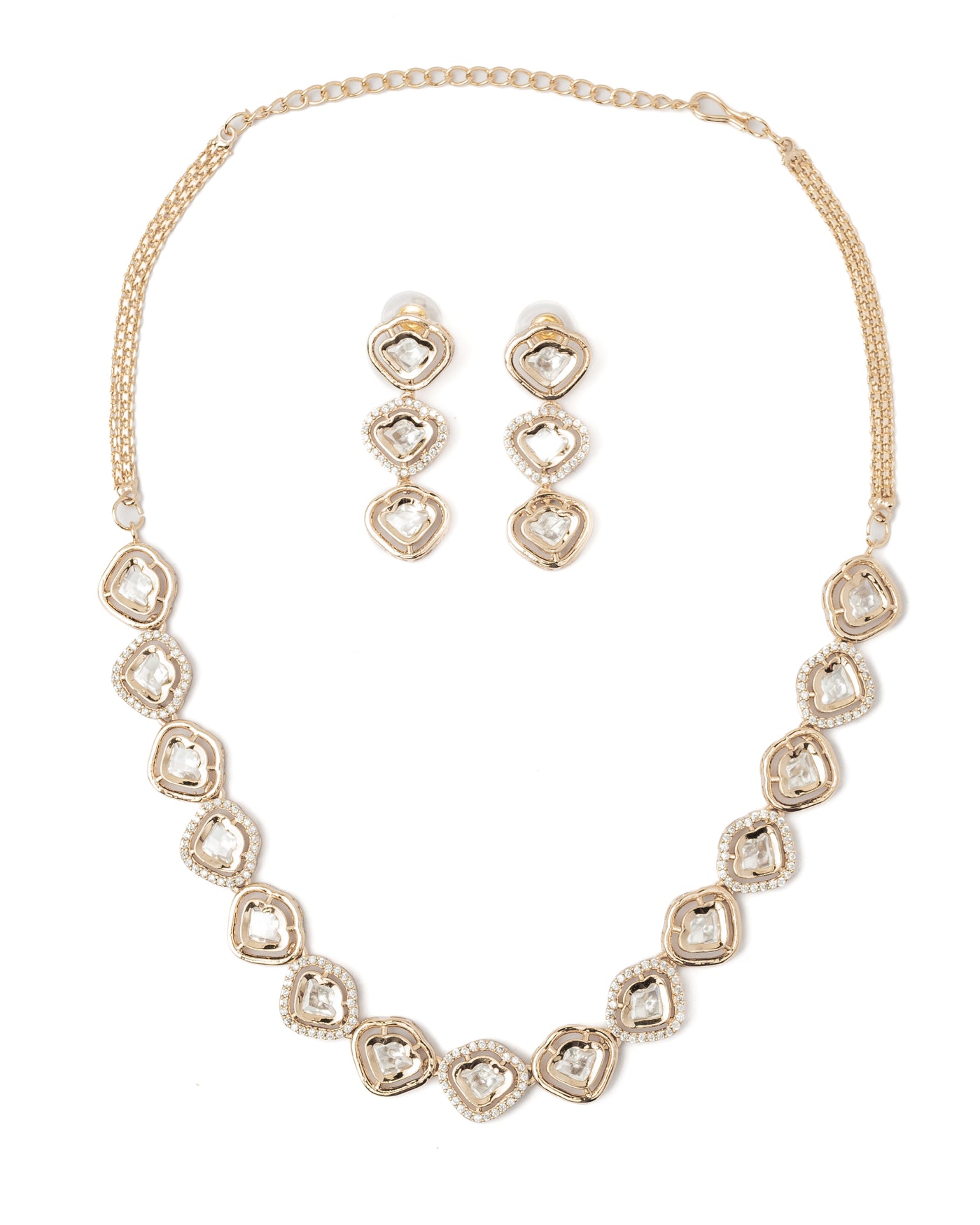 vivinia BY VIDHI MEHRA ISMAARH 2.0 Gold Plated Diamond Short Necklace Set with Pair of Earrings