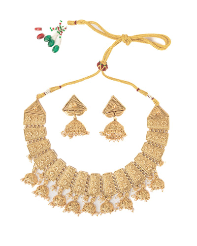 vivinia BY VIDHI MEHRA ISMAARH 2.0 Gold Plated Short Necklace Set with Pair of Earrings