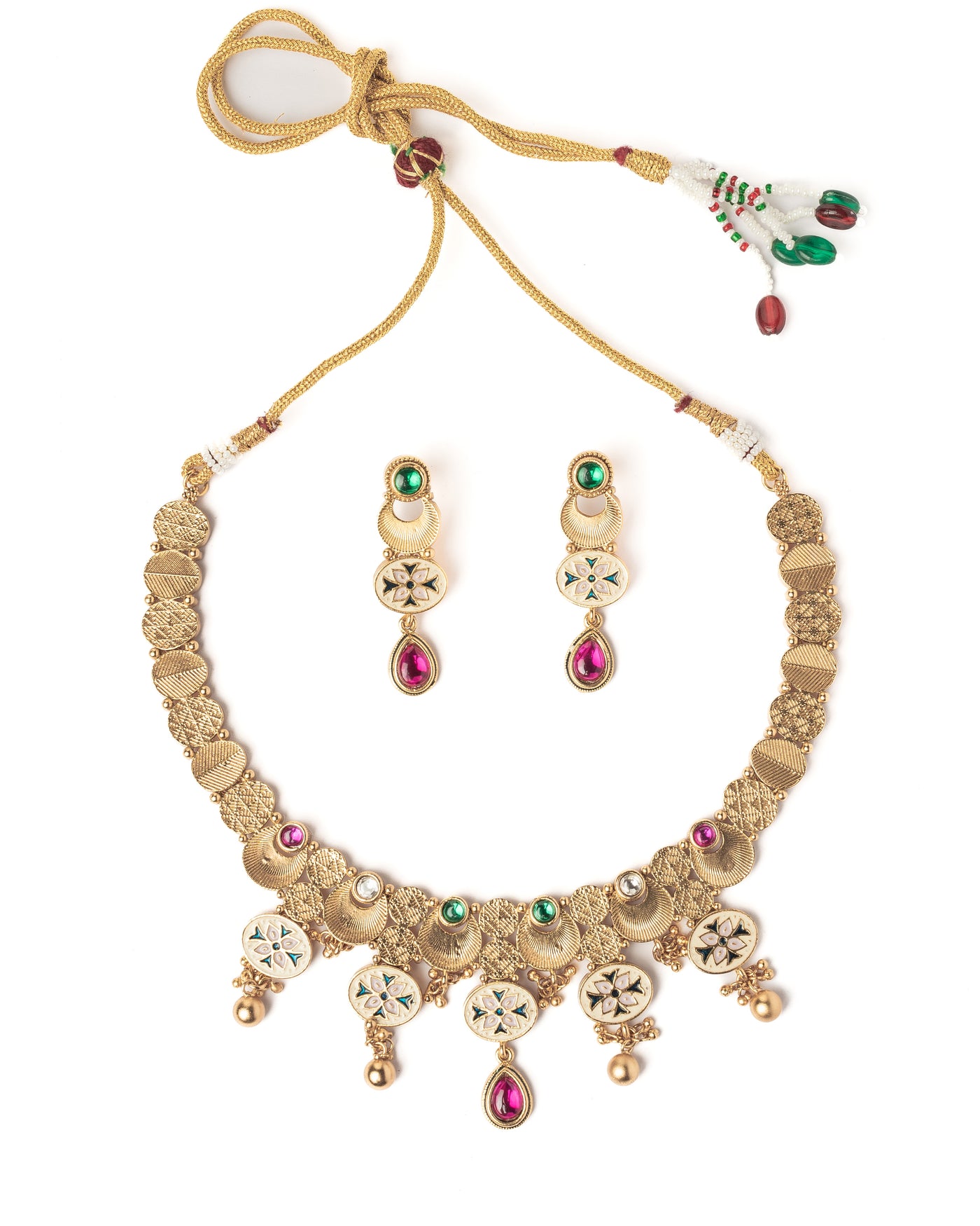 vivinia BY VIDHI MEHRA ISMAARH 2.0 Gold/Multi Choker Necklace Set with Pair of Earrings-VN969