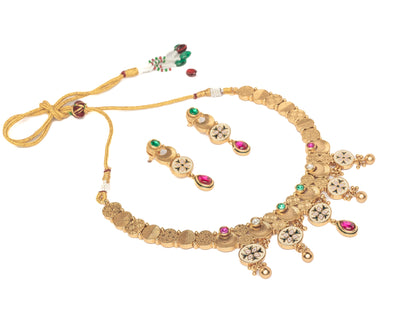 vivinia BY VIDHI MEHRA ISMAARH 2.0 Gold/Multi Choker Necklace Set with Pair of Earrings-VN969