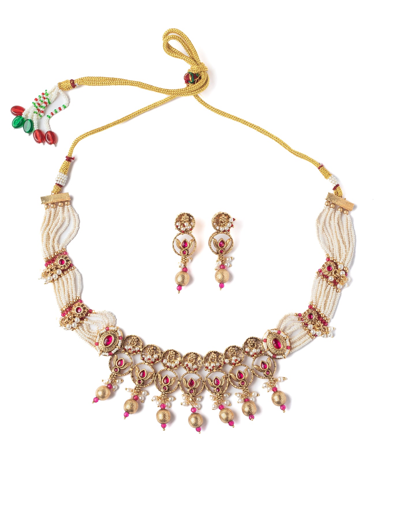 vivinia BY VIDHI MEHRA ISMAARH 2.0 Gold/White/Pink Plated Choker Necklace Set with Pair of Earrings