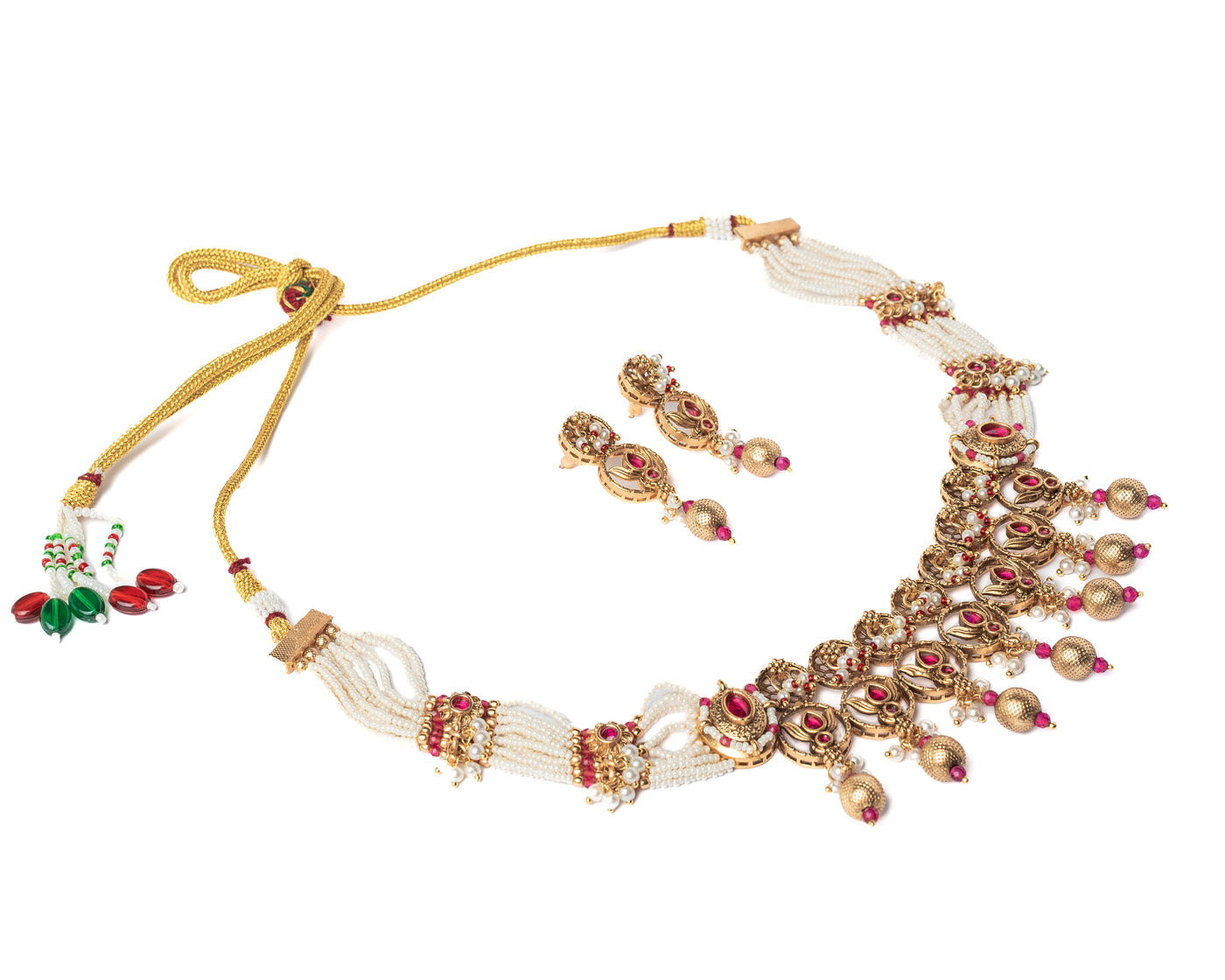 vivinia BY VIDHI MEHRA ISMAARH 2.0 Gold/White/Pink Plated Choker Necklace Set with Pair of Earrings