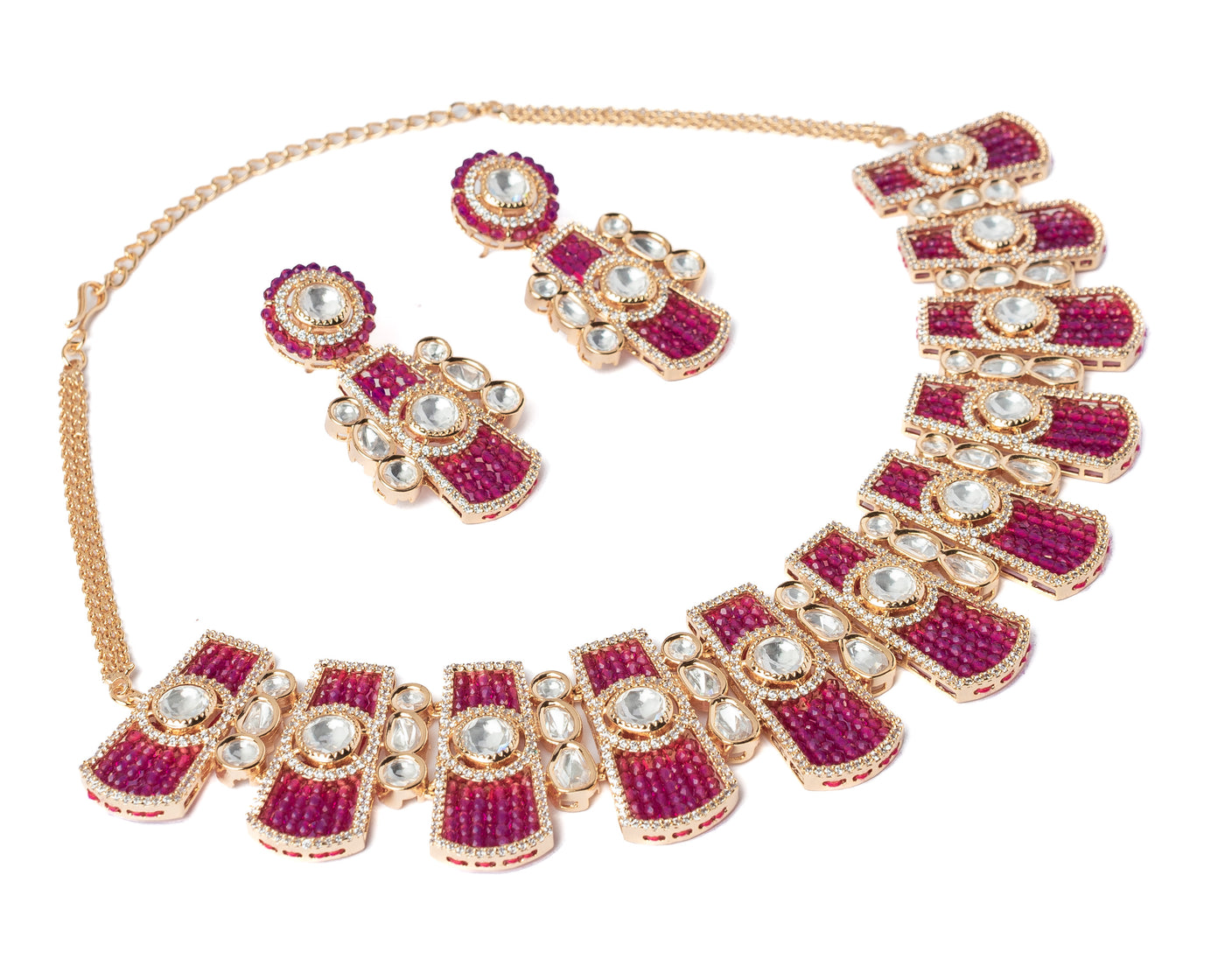 vivinia BY VIDHI MEHRA ISMAARH 2.0 Gold/Pink Choker Necklace Set with Pair of Earrings