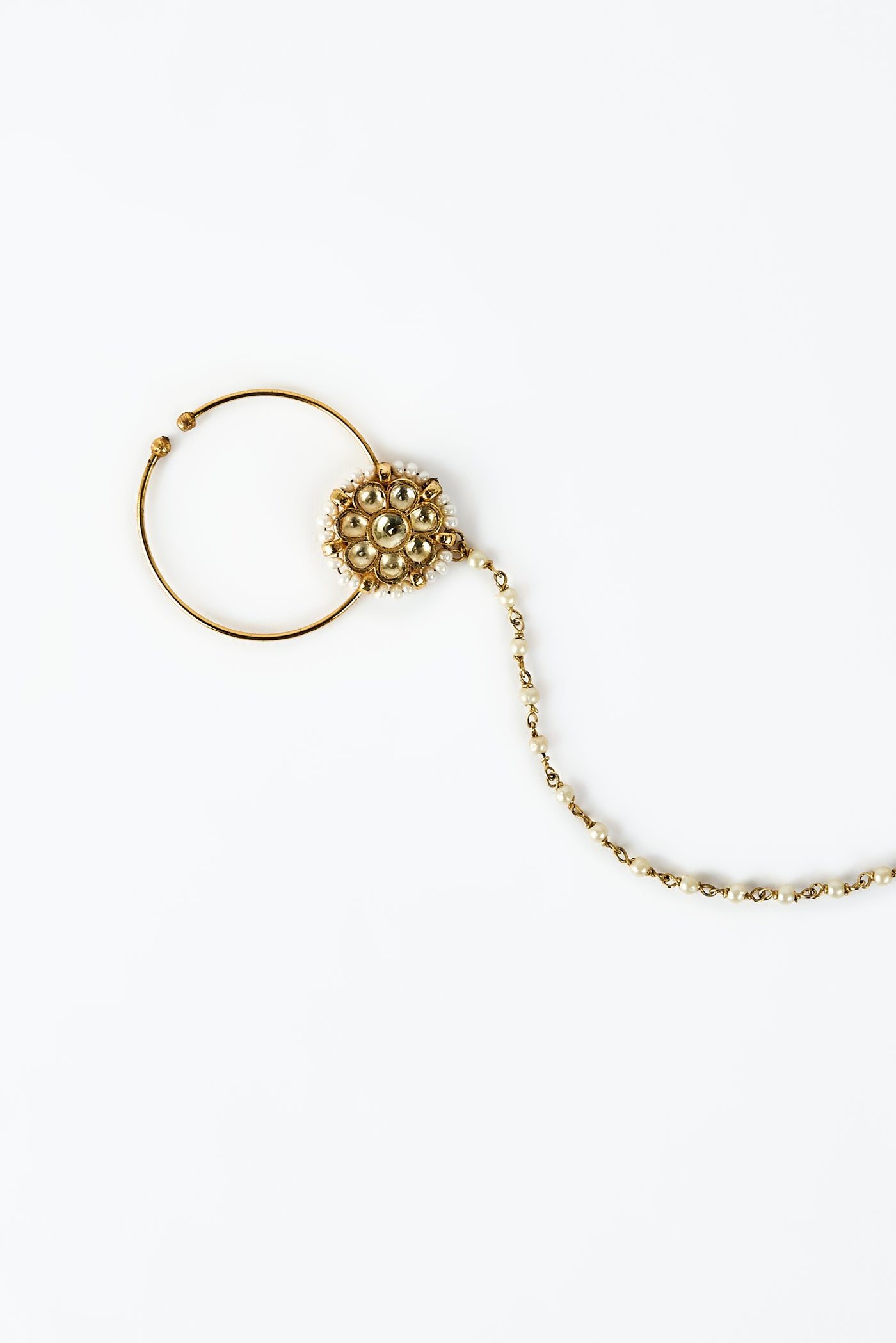 vivinia BY VIDHI MEHRA Saadgi Gold Plated Kundan, Polki Womens Nath with Chain (Freesize) - VNT013