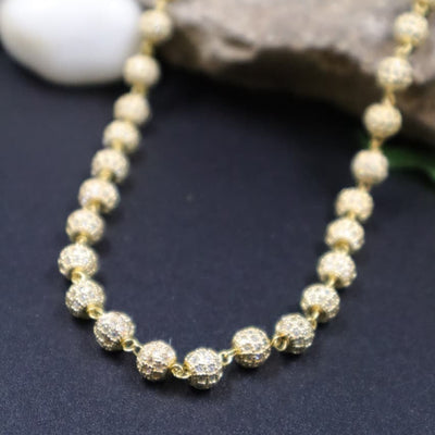 Classic Gold Textured Beaded Necklace -SIA451897