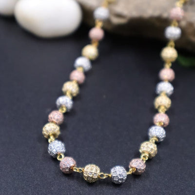 Elegant Tricolor Beaded Necklace on Natural Stone Display -SIA451913