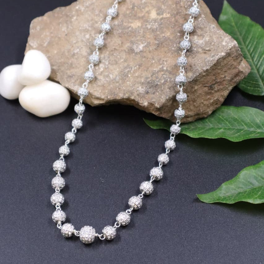 Sparkling Silver Beaded Chain -SIA451898