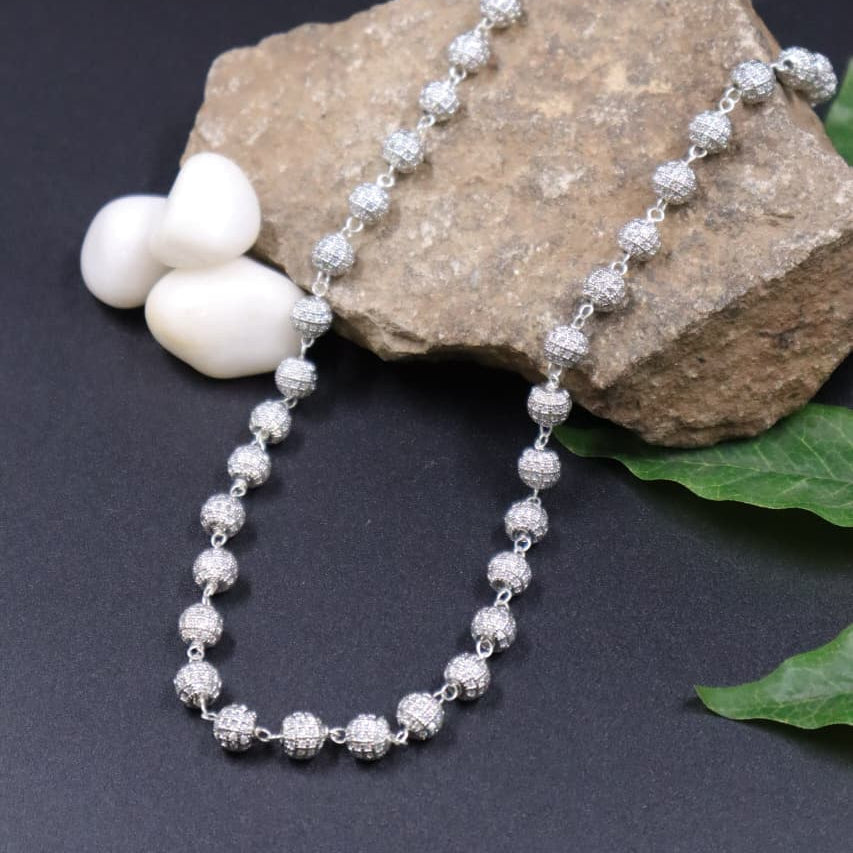 Luxury Silver-Plated Ball Necklace -SIA451912