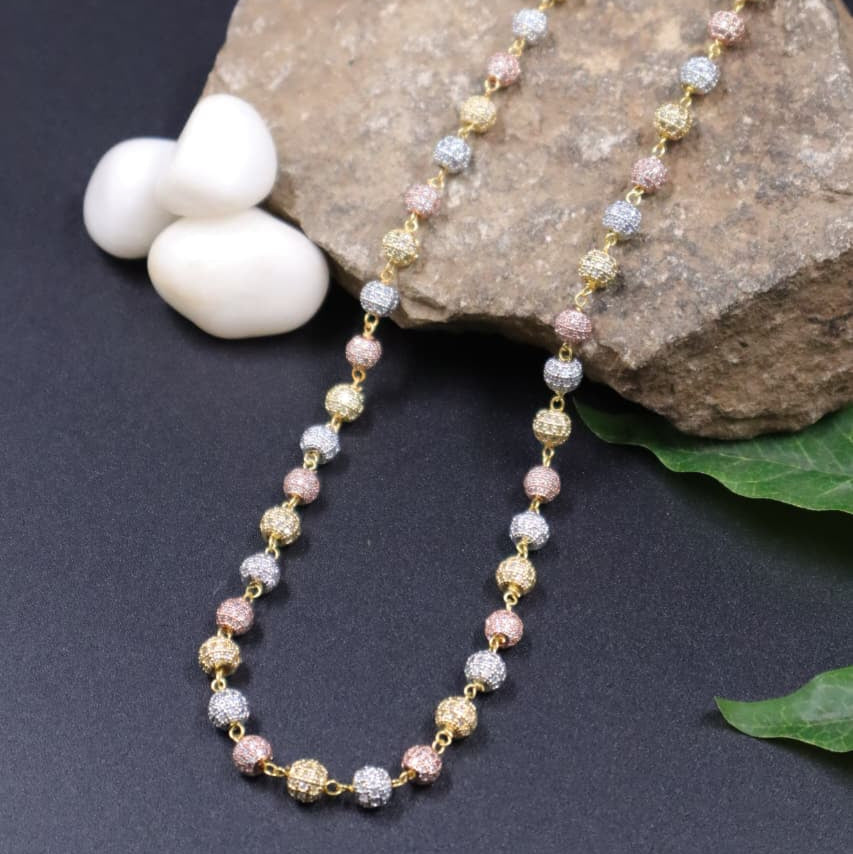 Elegant Tricolor Beaded Necklace on Natural Stone Display -SIA451913