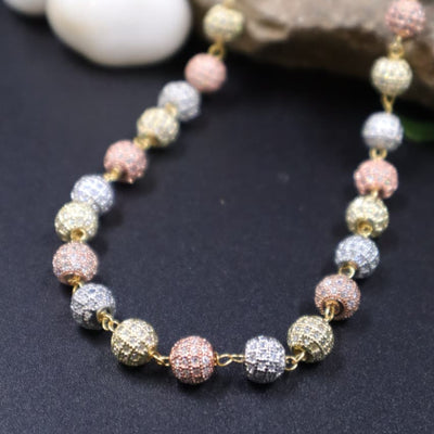 Elegant Tricolor Beaded Necklace on Natural Stone Display -SIA451899