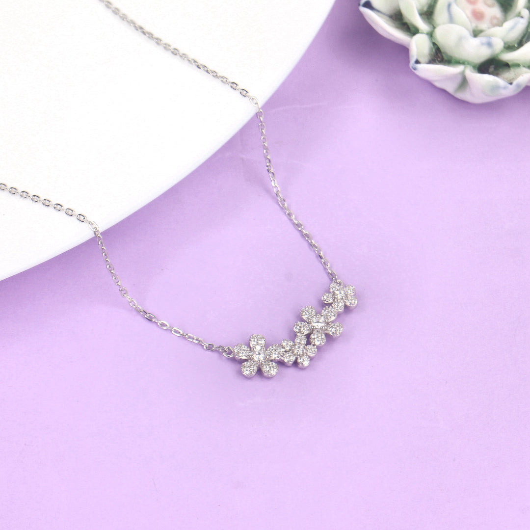 92.5 Sterling Silver Floral Enchantment Necklace- SIA433188